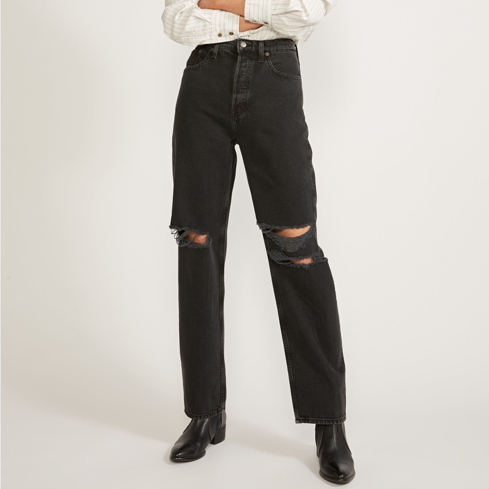 NWOT Erica Vintage Tyler Straight Jeans Black 25 Obsidian